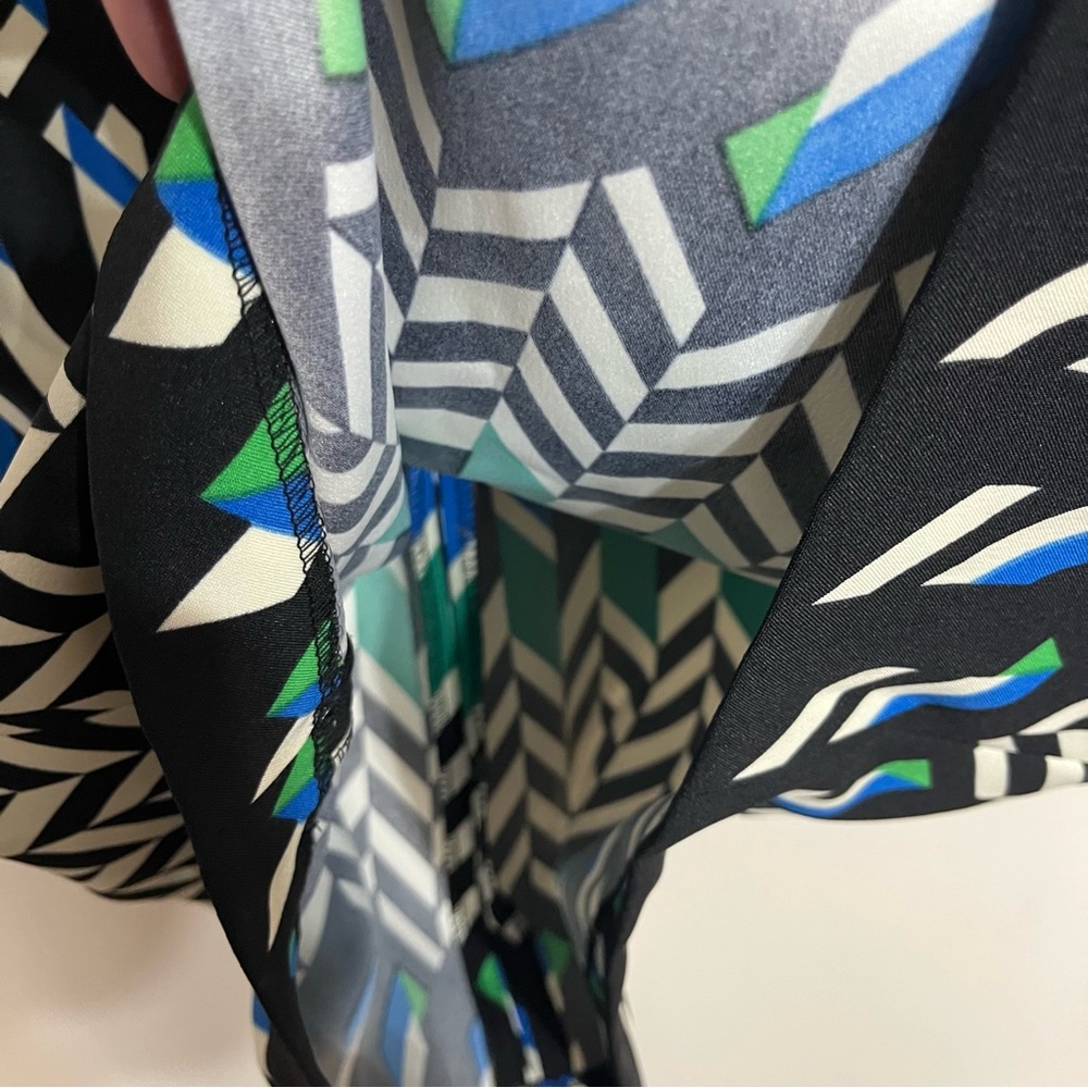 Maggy London White Green Blue‎ Black Geometric Sleeveless Sheath Dress Size 10 - Picture 5 of 10